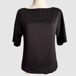 Trina Turk Women’s Signature Black Top, Boat-Neckline, Boxy Style Sz XS